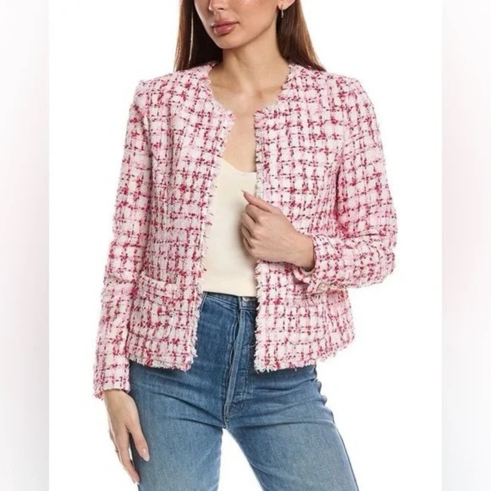 Nanette Lepore Red and White Tweed Blazer